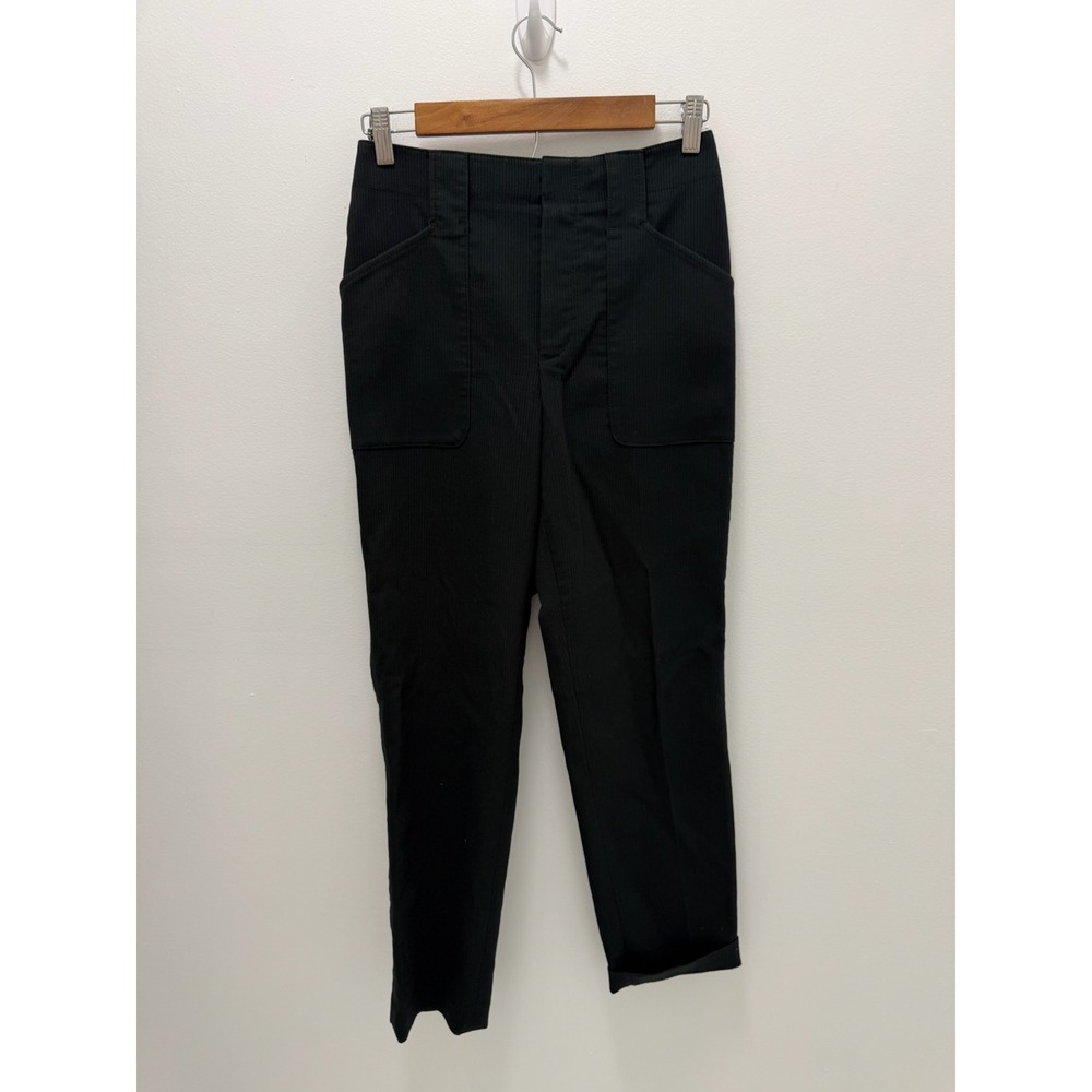 Club Monaco Black Ribbed Utility Pants Front Patch Pocket Trousers Size 0